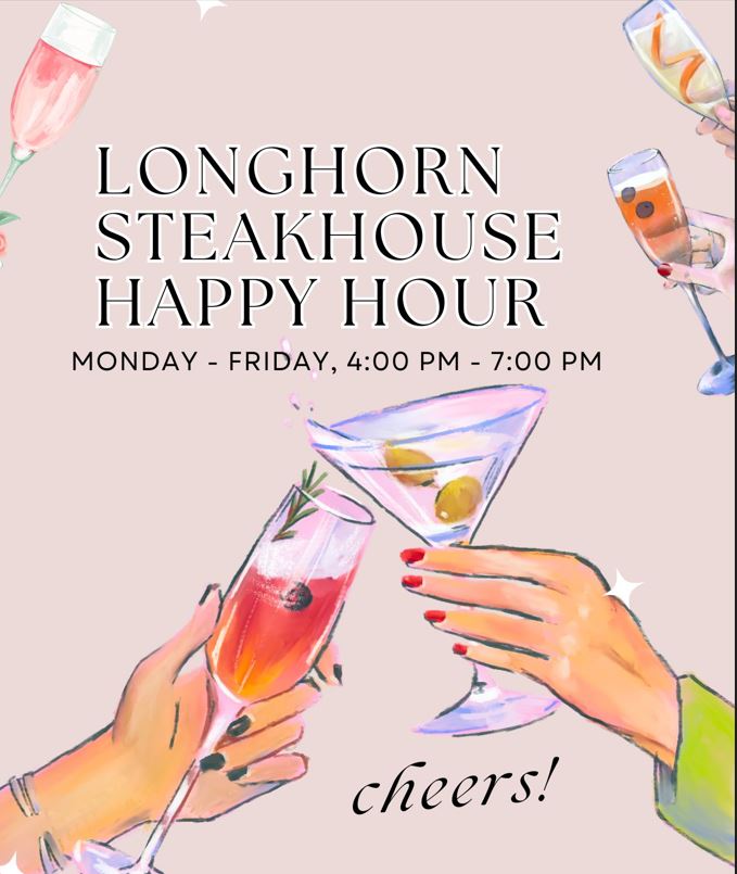 Longhorn Steakhouse happy hour menu with prices